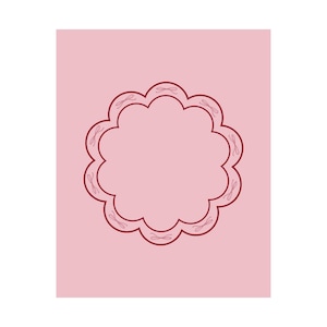 Poster Print Scallop Placemats With Bows | Printable Dinner Tableware | Tablescape Dinner Party Placemats | Red & Pink Placemats