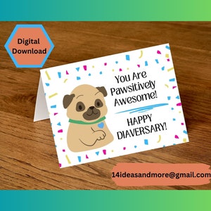 Happy Diaversary (Diabetes) Pug Greeting Card