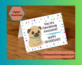 Happy Diaversary (Diabetes) Pug Greeting Card