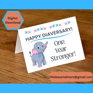 Happy Diaversary (Diabetes) Elephant Greeting Card