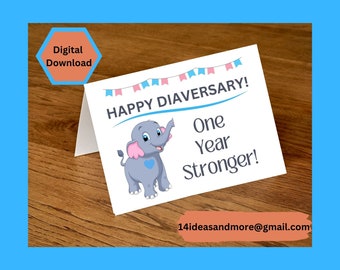 Happy Diaversary (Diabetes) Elephant Greeting Card
