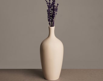 Hygge Home Decor for Living Room · Beige Ceramic Vase  · Housewarming Gift · Vase for Dried Flowers · New Home Gift