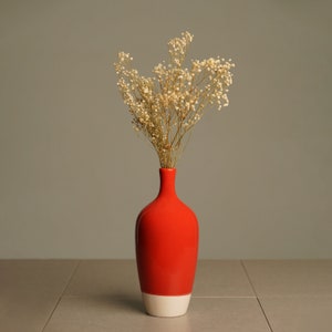 Red Ceramic Vase Set Housewarming Gift Decorative Artisan Vase Unique Home Accents Vase for Dried Flowers image 1