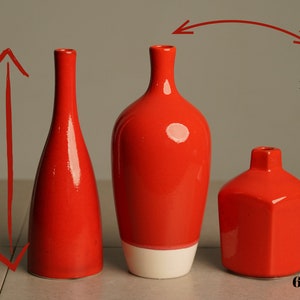 Red Ceramic Vase Set Housewarming Gift Decorative Artisan Vase Unique Home Accents Vase for Dried Flowers image 9