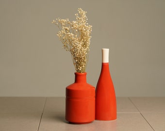 Handmade Red Ceramic Vase Set· Decorative Artisan Vase Home Decor ∙ Unique Home Accents · Housewarming Gift ∙Mothers Day Gift