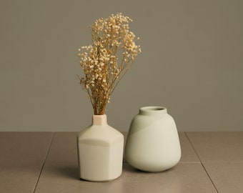Green Pottery Ceramic Vases · Modern Home Decor ∙ Decorative Artisan Vase · Housewarming Gift ∙ Kitchen Home Decor