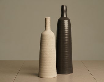 Black Stone Ceramic Vases · Floor Vase for Modern Home Decor ∙ Decorative Artisan Vase · Housewarming Gift ∙ Textured Grey Vase