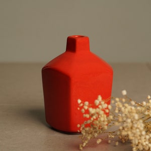 Red Ceramic Vase Set Housewarming Gift Decorative Artisan Vase Unique Home Accents Vase for Dried Flowers image 6