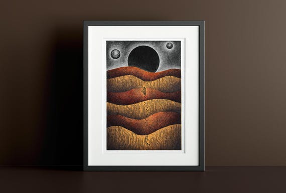Dune Hand-Drawn Art Print: Sci-Fi Limited Edition Giclée on Archival Paper