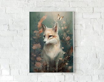 Cuadro de cuento de hadas y zorro caprichoso.