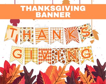 Thanksgiving PRINTABLE Banner | Give Thanks Banner | Thanksgiving Decor ...