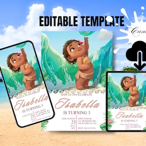 Moana Birthday Invitation: Editable Hawaiian Template (Digital Download)