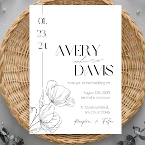 Sage Green Wedding Invitation Template: Minimalist Canva Design (Digital Download)