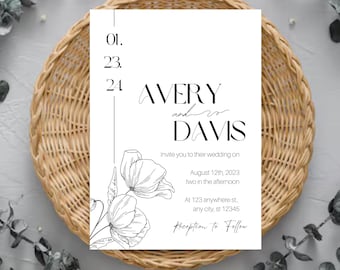 Sage Green Wedding Invitation Template: Minimalist Canva Design (Digital Download)