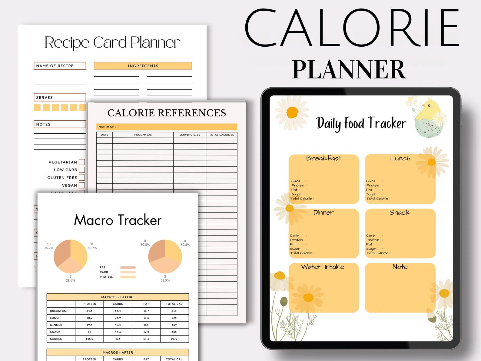 Weekly Calorie & Macro Tracker Printable (digital Download) - Etsy
