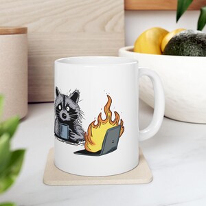 This is Fine - Everything is Fine Coffee Cup with Raccoon, Humorous Gift Idea, Sarcastic Quote