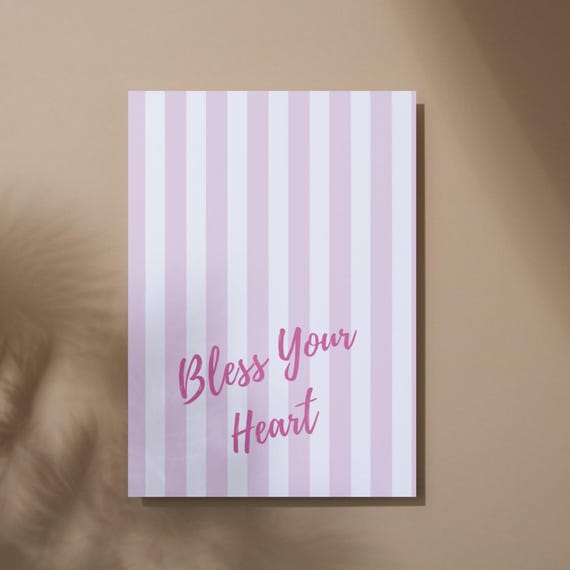 Bless Your Heart Art | Pink Stripe Southern Charm Wall Decor