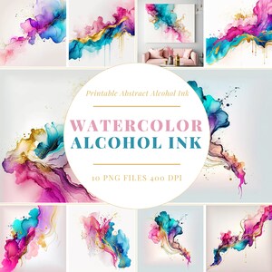Watercolor Alcohol Ink Printable Background Digital Art Printable Watercolor Abstract Printable Wall Art Wall Decor Colorful Alcohol Ink PNG