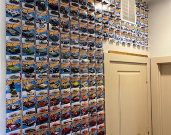 Modular Hot Wheels Wall Display | Carded Diecast Car Storage Rack | 1/64 Scale Matchbox Wall Mount | 3D Printed Toy Car Display Hooks