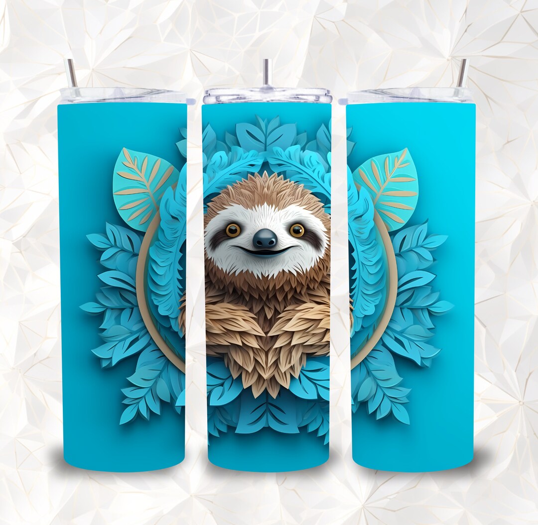 3D Sloth Tumbler Design Png 20 Oz Skinny Sublimation Tumblers Digital ...