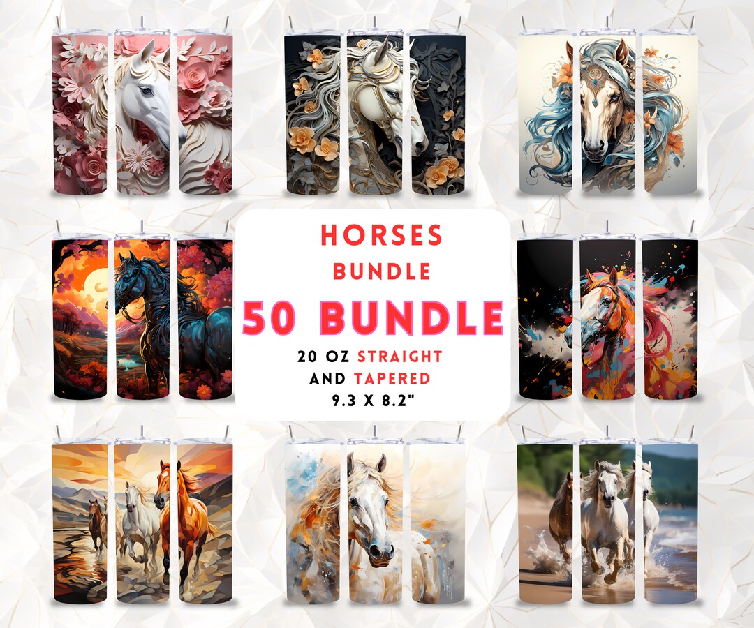 50 Bundle Horse Tumbler Design Horse Tumbler Wrap Bundle 20oz Skinny ...