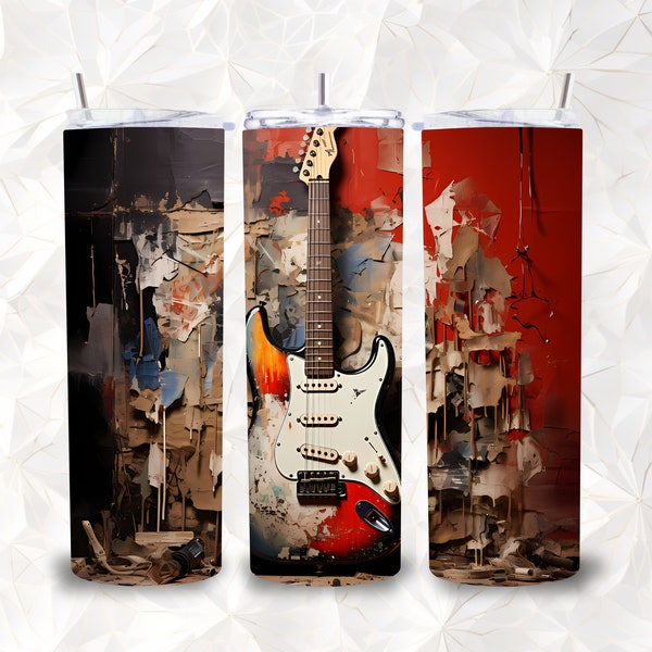 Guitar Tumbler Wrap png Fender Stratocaster Tumbler Design Strat Electric Guitar Tumbler Design 20oz Skinny  Wrap