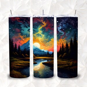 Aurora Borealis, Alcohol Ink, 20oz Sublimation Tumbler Designs, Moon Wrap, Skinny Tumbler Wrap, Northern Lights, PNG, Sublimation Design png
