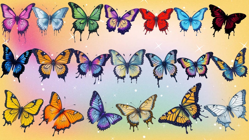 20 Printable Beautiful Butterflies Clipart Pack Digital - Etsy
