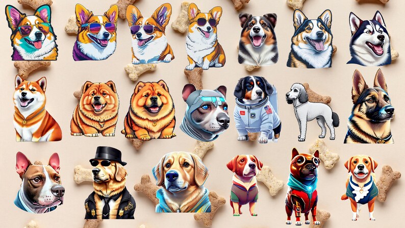 20 Printable Cute Dogs Clipart Pack, Digital Dog Cliparts, Printable ...
