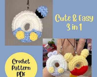 Crochet Character Donut PATTERN - Easy crochet pattern pdf / Stuffed plush animal DIY / Instant download