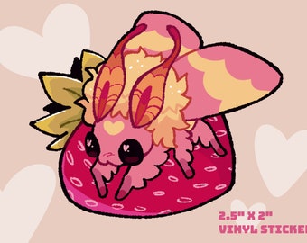 Strawberry Moth | vinyl sticker