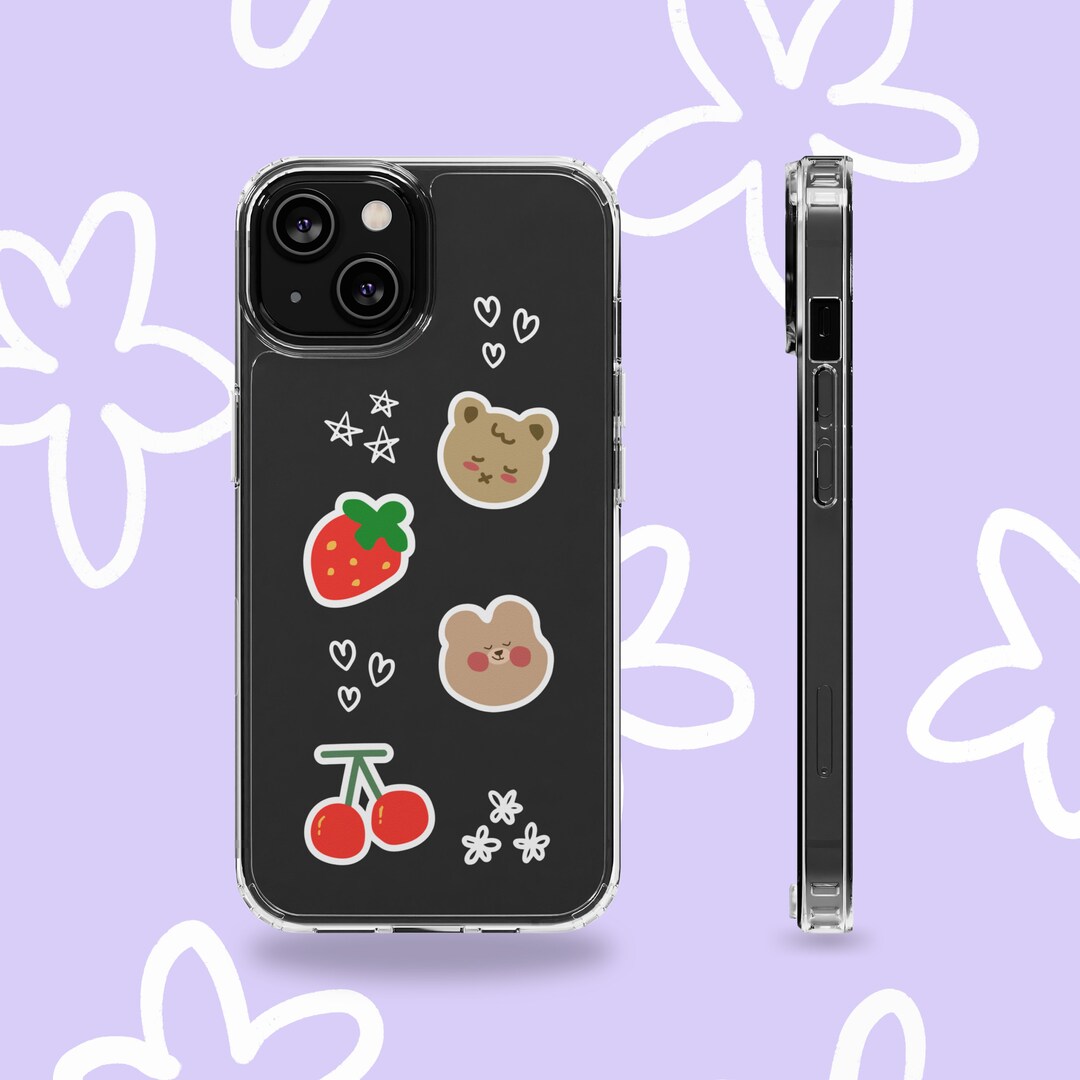 Kawaii Bear & Fruit Sticker Design Clear iPhone Case Etsy