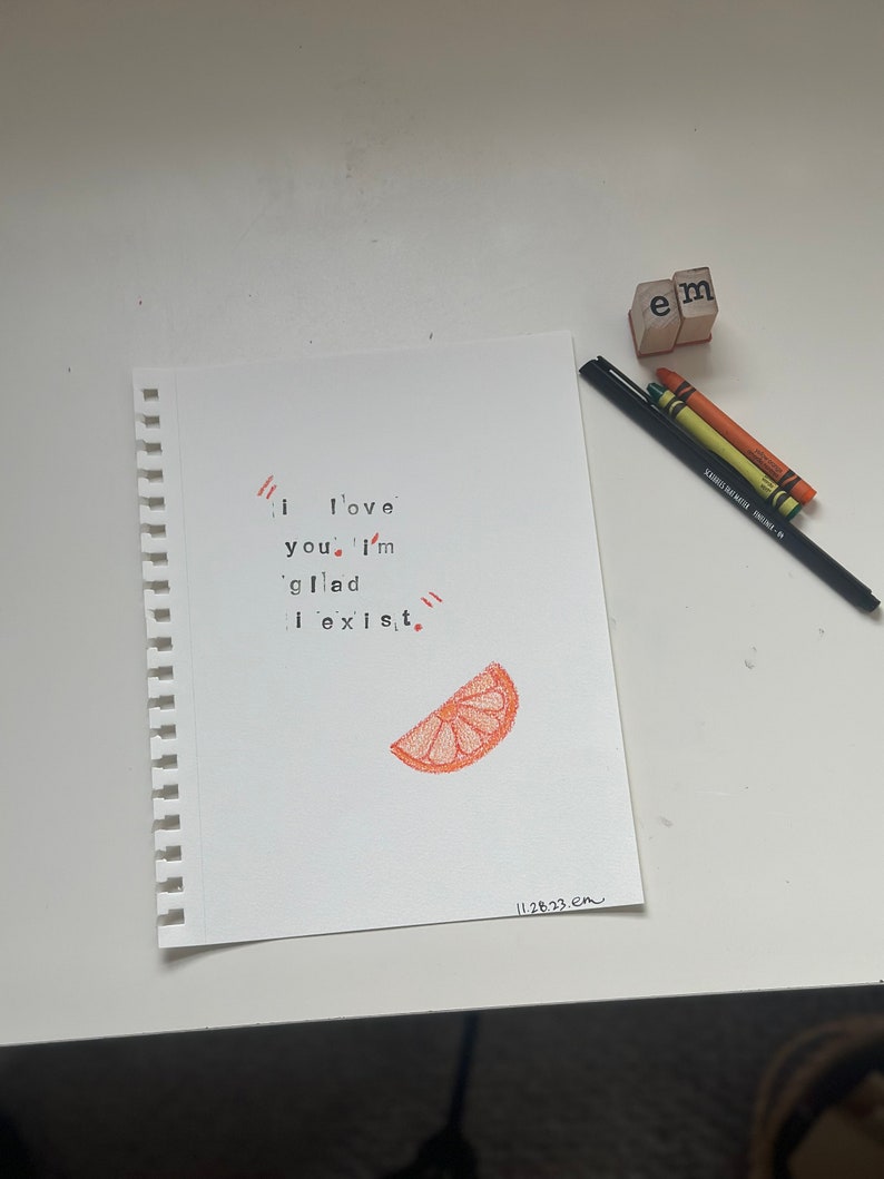 The Orange Wendy Cope Poem Print I Love You Im Glad I Exist - Etsy