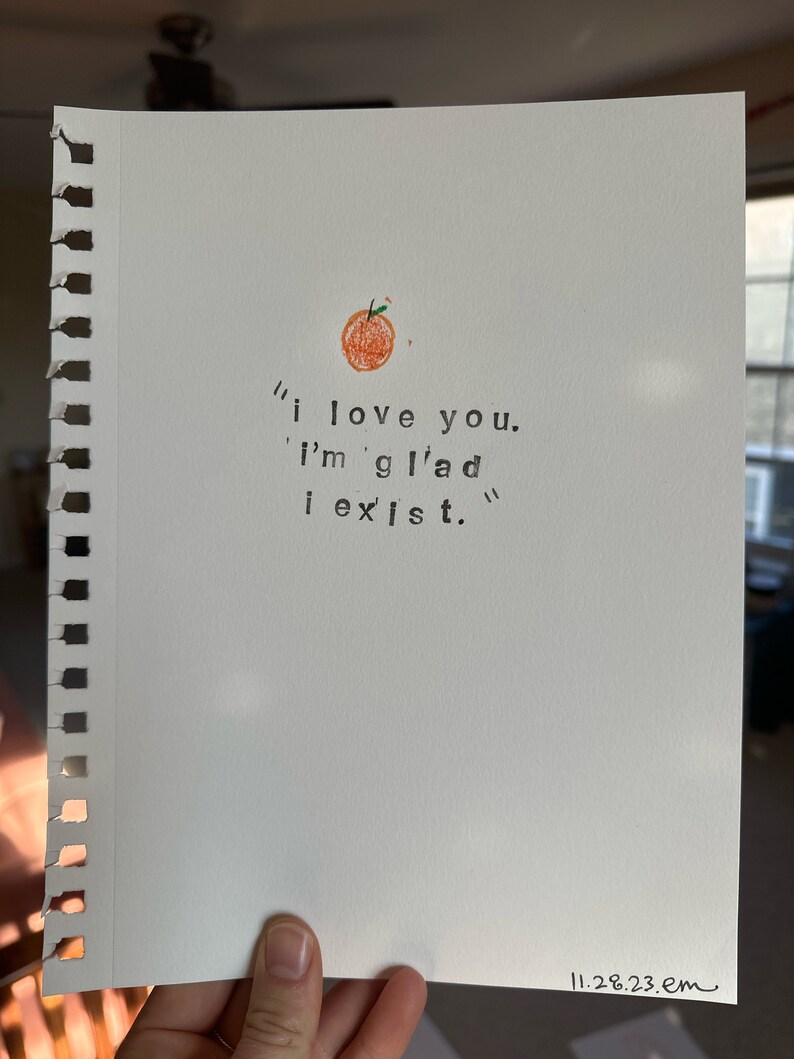 The Orange Wendy Cope Poem Print I Love You Im Glad I Exist Etsy UK