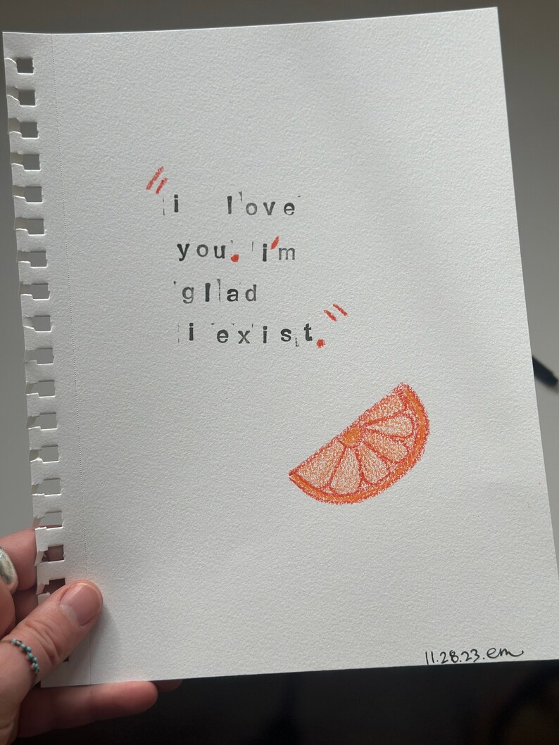 The Orange Wendy Cope Poem Print I Love You Im Glad I Exist Etsy UK