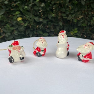 Vintage Ceramic Santa Ornaments Made In Japan Set of 4