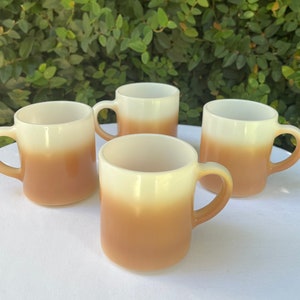 Hazel Atlas Milk Glass Ombré Coffee Mugs Set of 4