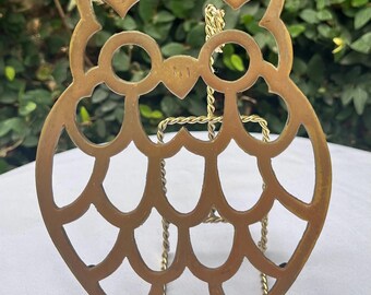 Brass Owl Trivet Made in Korea