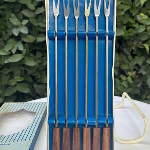 Fondue Forks with Wooden Handles in Package Set of Six