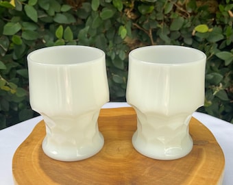 Viking Milk Glass Glasses in Georgian Pattern Set of 2
