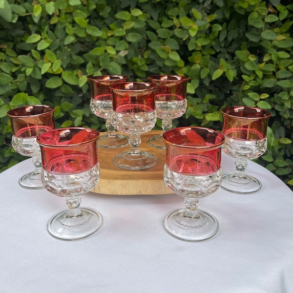 Tiffin Franciscan Kings Crown Thumbprint Claret-Wine Glasses-set of 7