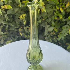 Fenton Swung Vase Colonial Green 11 inches tall-It Glows!