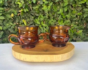 Indiana Glass Kings Crown Thumbprint Cream and Sugar Set of 2