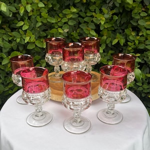 Tiffin Franciscan Kings Crown Thumbprint Goblets/Wine Glasses Set of 8