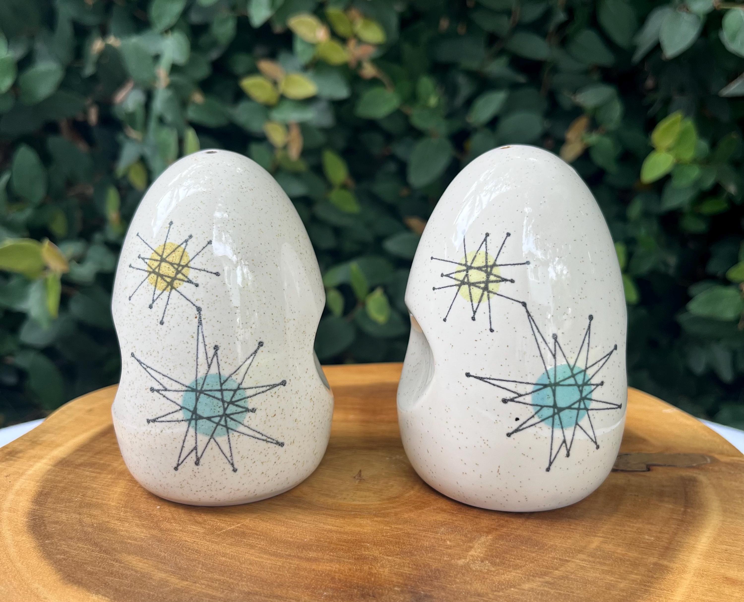 フランシスカン　スターバスト　ショート　ソルト＆ペッパーシェーカー Franciscan Atomic Starburst Salt & Pepper - Etsy