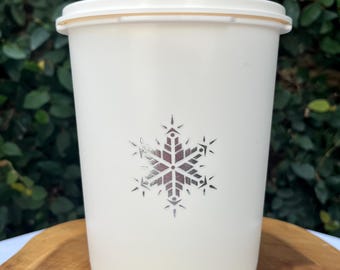 Vintage Tupperware Servalier Canister in White with Snowflake Design 811