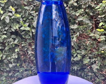 Blenko Floor Vase 9021s in Cobalt Blue