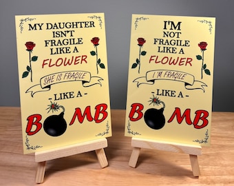 Mother Daughter set magnet / sign fragile flower bomb