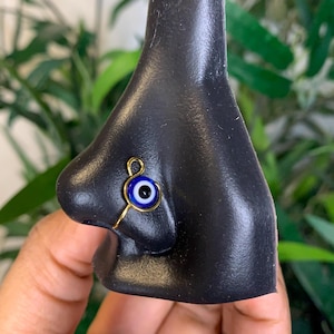 Evil eye nose cuff, clip on nose jewelry, no piercing nose ring, gold plated stainless steel accessory ring, tarnish resistant fake ring