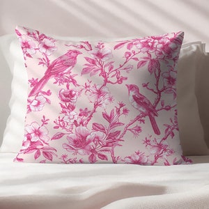 Toile De Jouy Pillow Cover Designer Pillow Cover Pink Pillow Cover Decorative Pillow Cover Custom Pillow